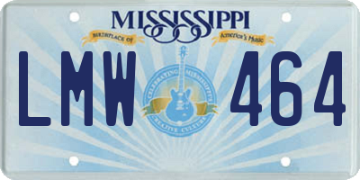 MS license plate LMW464
