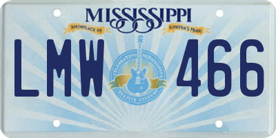 MS license plate LMW466
