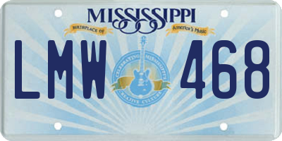 MS license plate LMW468