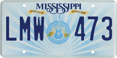 MS license plate LMW473