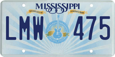 MS license plate LMW475