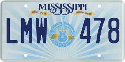 MS license plate LMW478