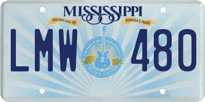 MS license plate LMW480