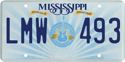 MS license plate LMW493