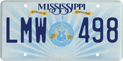 MS license plate LMW498