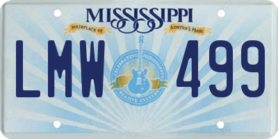 MS license plate LMW499