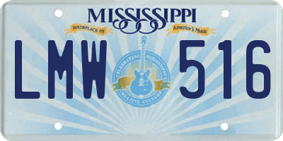 MS license plate LMW516
