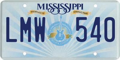 MS license plate LMW540