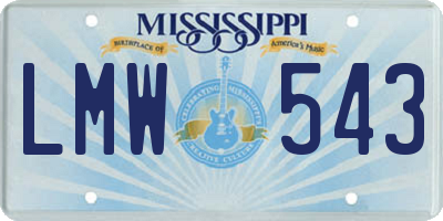 MS license plate LMW543