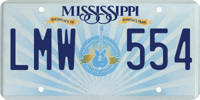 MS license plate LMW554