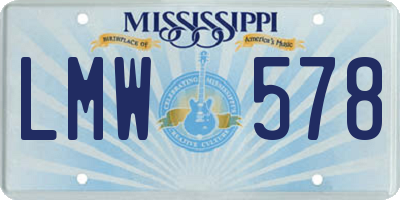 MS license plate LMW578