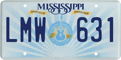 MS license plate LMW631
