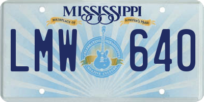 MS license plate LMW640