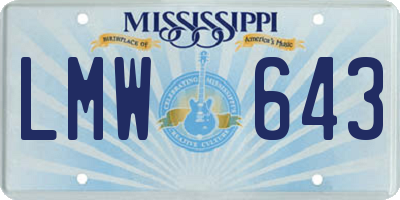 MS license plate LMW643