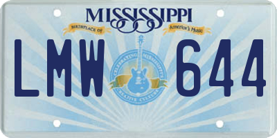 MS license plate LMW644