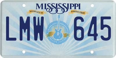MS license plate LMW645