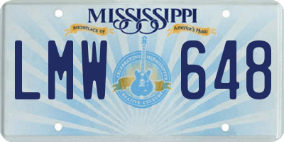 MS license plate LMW648