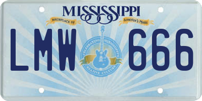 MS license plate LMW666