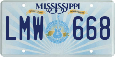 MS license plate LMW668