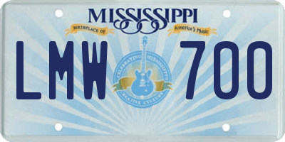 MS license plate LMW700