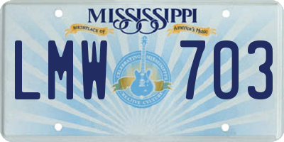 MS license plate LMW703