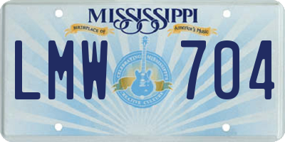 MS license plate LMW704