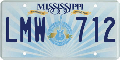 MS license plate LMW712