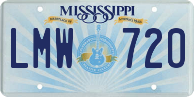 MS license plate LMW720