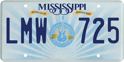 MS license plate LMW725