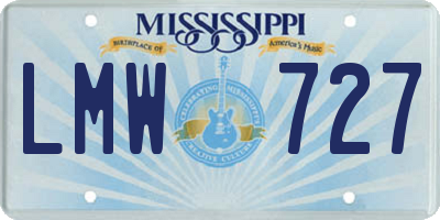MS license plate LMW727