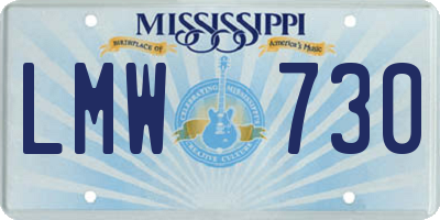 MS license plate LMW730