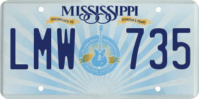 MS license plate LMW735