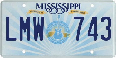 MS license plate LMW743