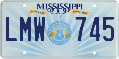 MS license plate LMW745