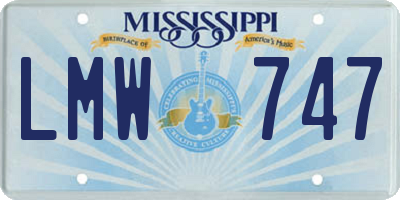 MS license plate LMW747