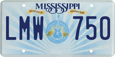 MS license plate LMW750