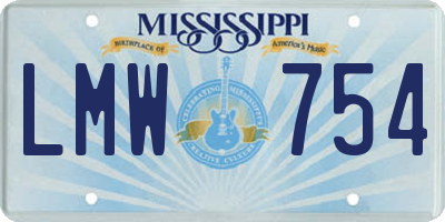 MS license plate LMW754