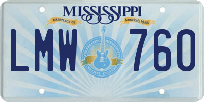 MS license plate LMW760