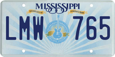 MS license plate LMW765