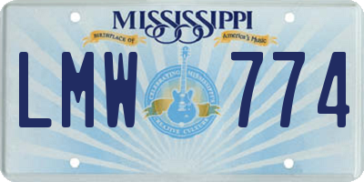 MS license plate LMW774