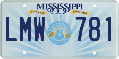 MS license plate LMW781