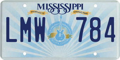 MS license plate LMW784