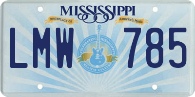 MS license plate LMW785