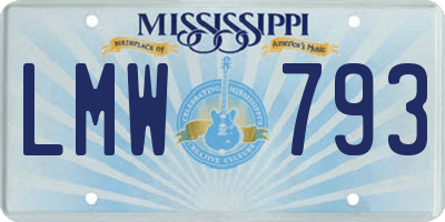MS license plate LMW793
