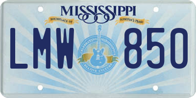MS license plate LMW850