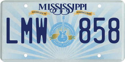 MS license plate LMW858