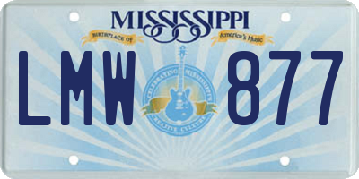 MS license plate LMW877