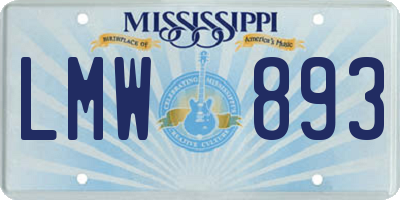 MS license plate LMW893