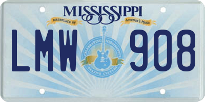 MS license plate LMW908