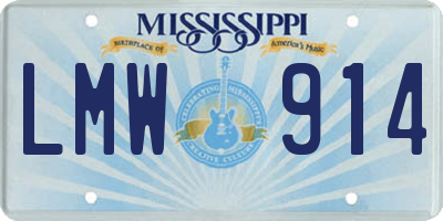 MS license plate LMW914